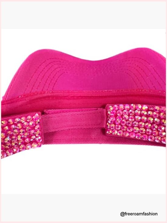 Rhinestone Sun Visor Hat with Heart Sunglasses Set main image 2
